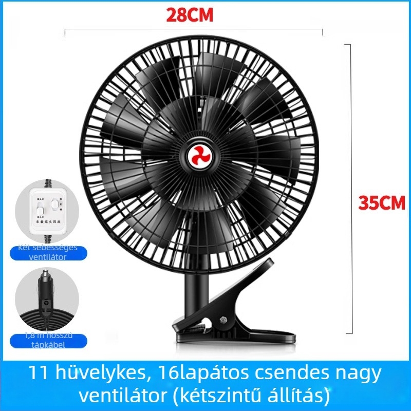 Autóventilátor YD-01, 120W, Metal + ABS, Többirányú állítható, Csendes működés