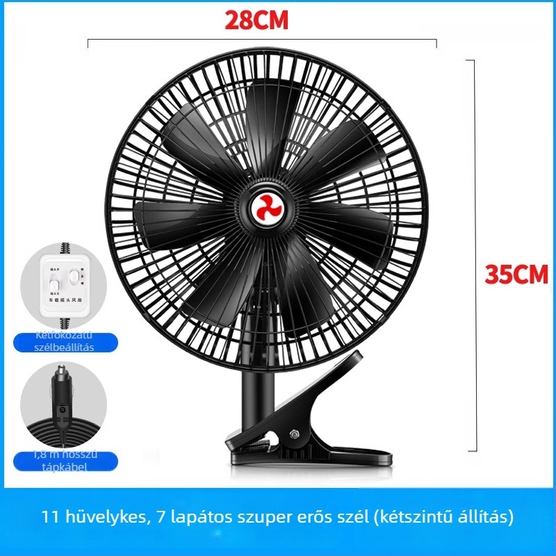 Autóventilátor YD-01, 120W, Metal + ABS, Többirányú állítható, Csendes működés