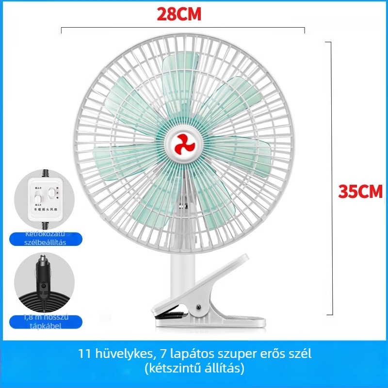 Autóventilátor YD-01, 120W, Metal + ABS, Többirányú állítható, Csendes működés