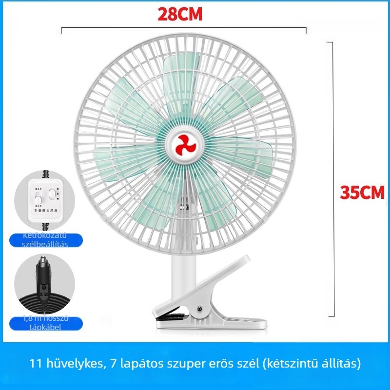 Autóventilátor YD-01, 120W, Metal + ABS, Többirányú állítható, Csendes működés