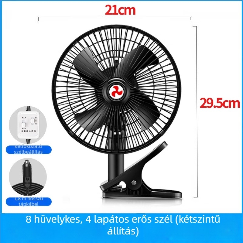 Autóventilátor YD-01, 120W, Metal + ABS, Többirányú állítható, Csendes működés