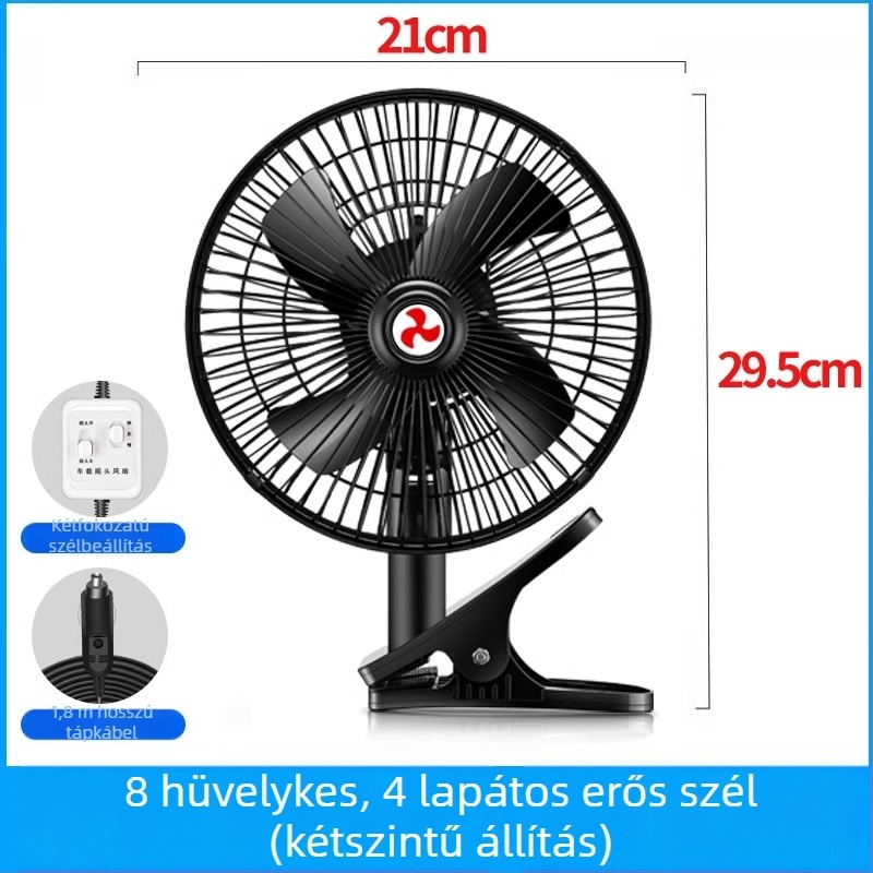 Autóventilátor YD-01, 120W, Metal + ABS, Többirányú állítható, Csendes működés