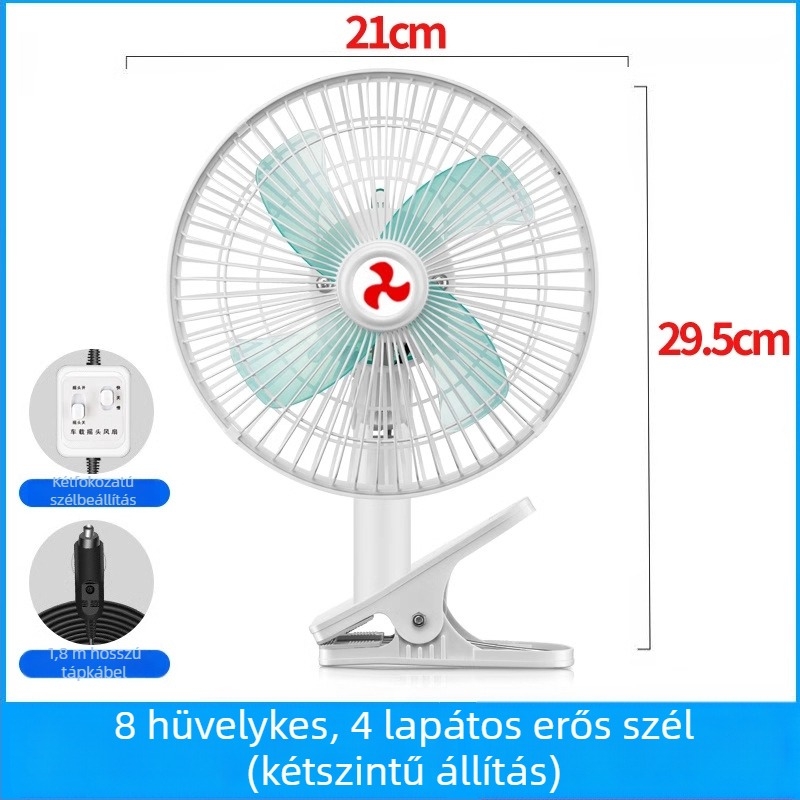 Autóventilátor YD-01, 120W, Metal + ABS, Többirányú állítható, Csendes működés