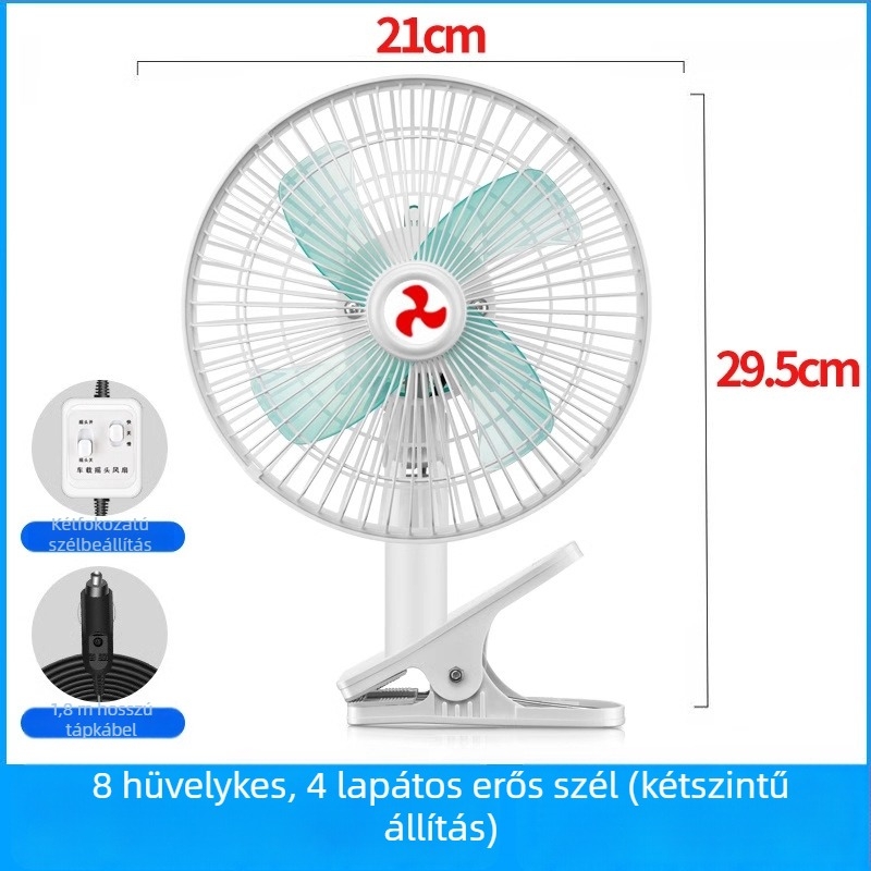 Autóventilátor YD-01, 120W, Metal + ABS, Többirányú állítható, Csendes működés