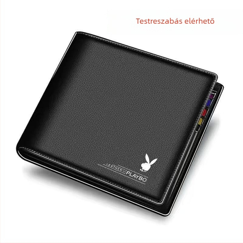 Uniszex rövid pénztárca PU bőrrel, lychee textúrával, ultrakönnyű és kopásálló