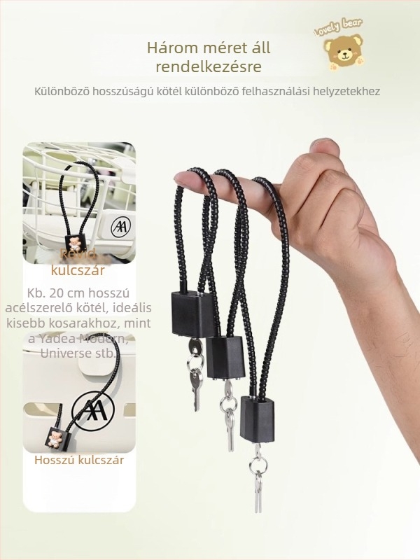 Elektromos kerékpár első kosárzár sisakzárral — lopás elleni, Kepu, uniszex