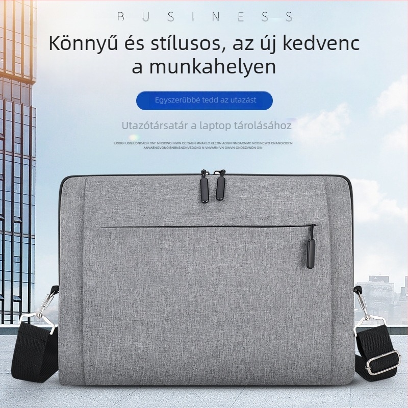 Laptop táska keresztpánttal, Oxford anyag, egyszínű minta, poliészter bélés, tároló dizájn