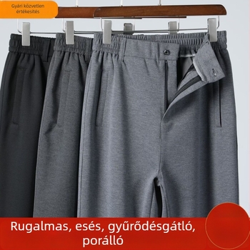 Középkorú férfiaknak, lazán szabott egyenes nadrág, tavasz–ősz