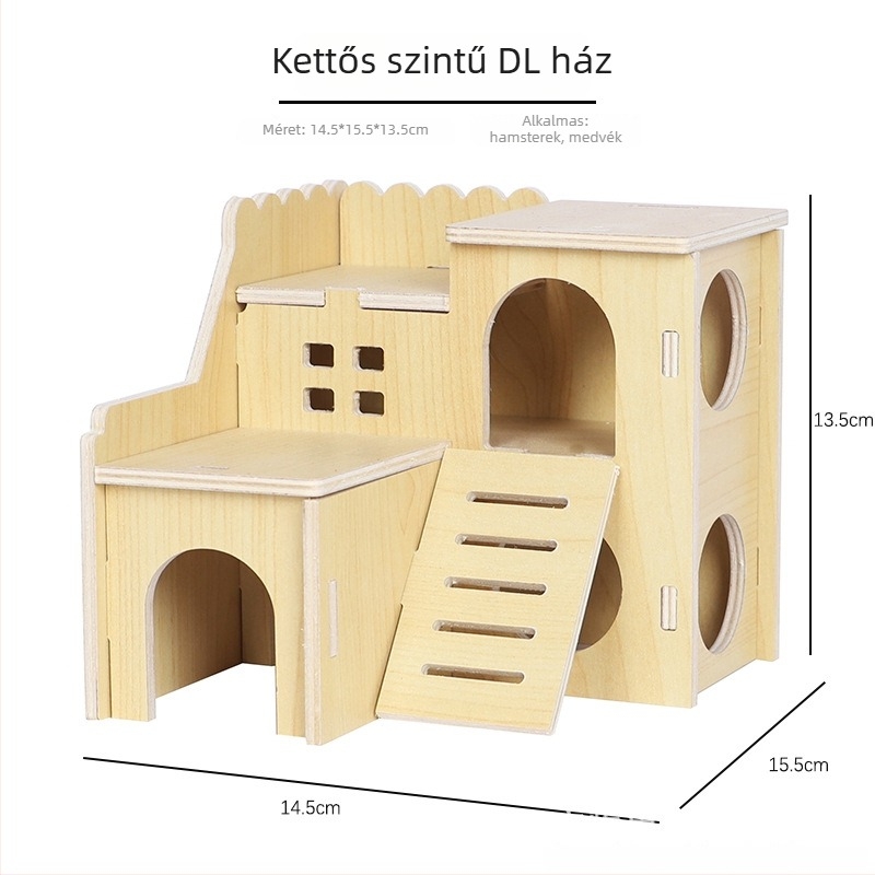 Plus Card Fából készült hörcsögfészek platformmal és mászó létrával