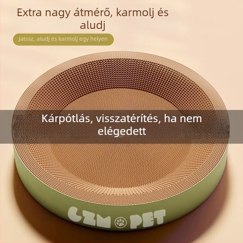 Macska fészek és kaparó deszka egyben; tartós felépítés; függőleges sisal oszlop; anyag: cellakarton; aranyos stílus