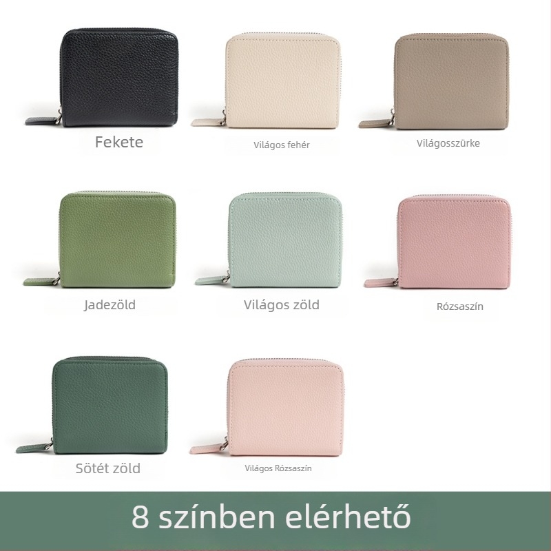 Modern Paul Női valódi bőr pénztárca, városi minimalist stílus, egyszínű modell, felső réteg bőr, nagy kapacitású cipzáros