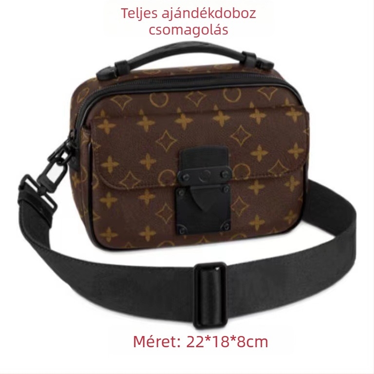 Férfi crossbody táska PVC-ből, vízálló, bővíthető, uniszex stílus, betűs minta, bélés vászon