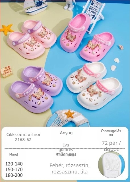 EVA gyerek szandálok, uniszex, csúszásmentes puha talp, kétirányú viselés, rajzfilmszerű lyukdizájn, Baotou-stílus, 2025 tavasz