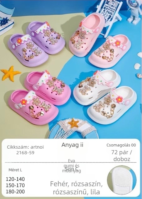 EVA gyerek szandálok, uniszex, csúszásmentes puha talp, kétirányú viselés, rajzfilmszerű lyukdizájn, Baotou-stílus, 2025 tavasz