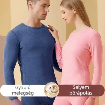 Uniszex kasmír gyapjú melegítő alsónemű készlet velúr bélés, dupla rétegű melegséggel, kerek nyakú pulóver felső és nadrág