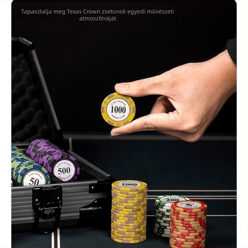 Texas Hold'em agyag zseton készlet alumínium dobozban, rozsdamentes acél szerkezettel, derékszögű dizájn, modell YTH960467850261