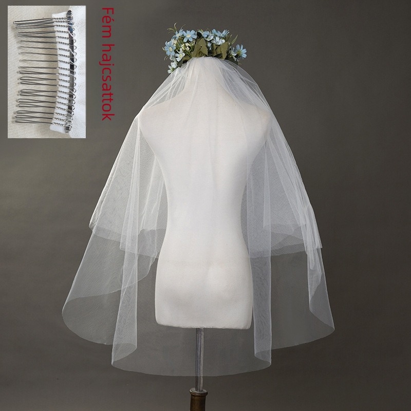 Menyasszonyi fátyol, két rétegű puha hálószerkezet, poliészter rost, egyedi csomagolás, testreszabás elérhető