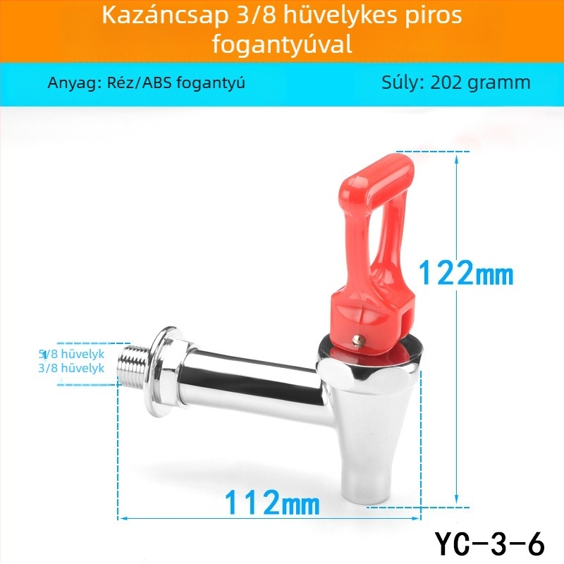 Elektromos bojler csaptelep — réz felépítés, teljesen réz szelepszerelvény, 0–100 °C működési hőmérséklet, névleges nyomás 0,5 MPa, SASO tanúsítvány