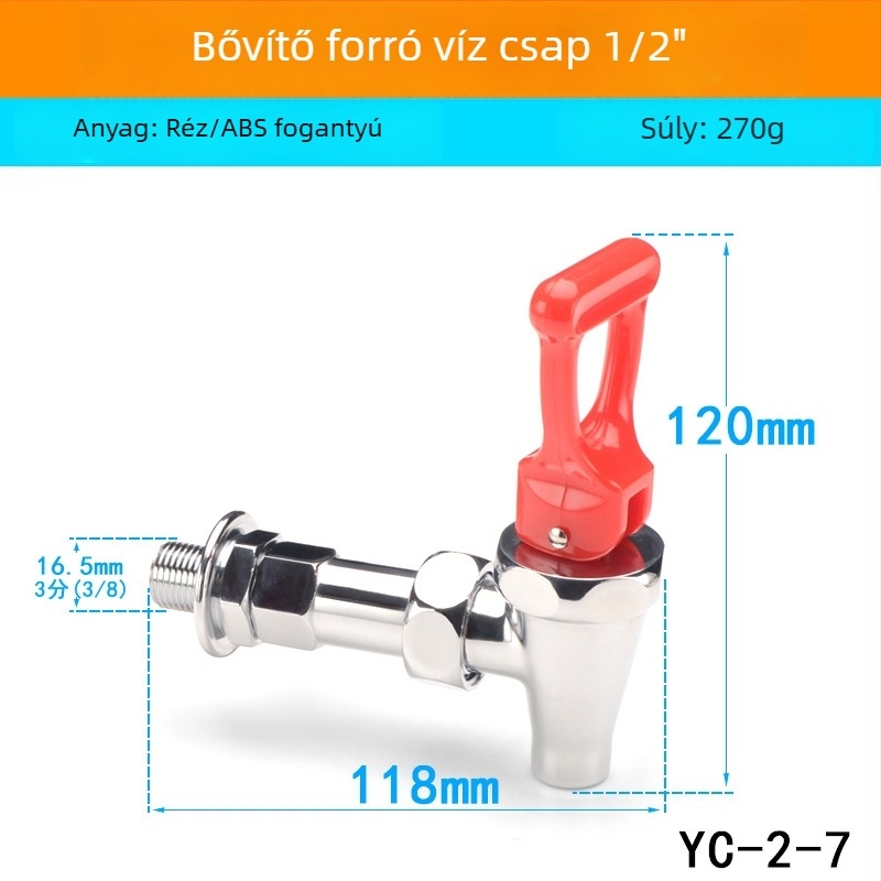 Elektromos bojler csaptelep — réz felépítés, teljesen réz szelepszerelvény, 0–100 °C működési hőmérséklet, névleges nyomás 0,5 MPa, SASO tanúsítvány