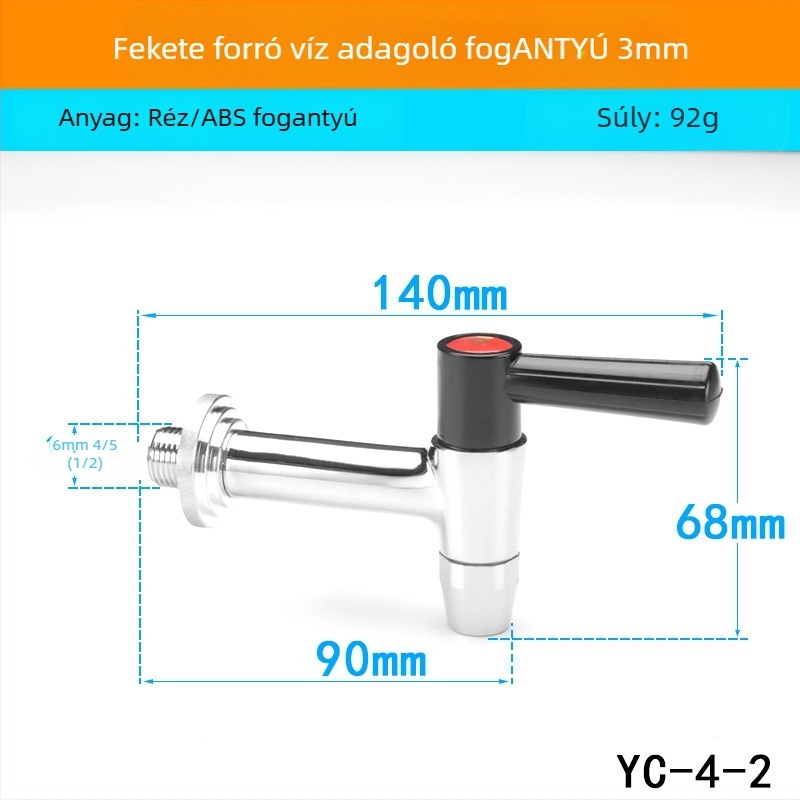 Elektromos bojler csaptelep — réz felépítés, teljesen réz szelepszerelvény, 0–100 °C működési hőmérséklet, névleges nyomás 0,5 MPa, SASO tanúsítvány