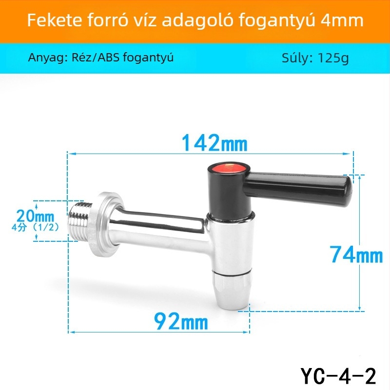 Elektromos bojler csaptelep — réz felépítés, teljesen réz szelepszerelvény, 0–100 °C működési hőmérséklet, névleges nyomás 0,5 MPa, SASO tanúsítvány