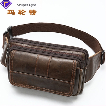 Férfi derék táska valódi bőrből, első réteg marhabőrből, vízálló és kopásálló, modell 8966/8977