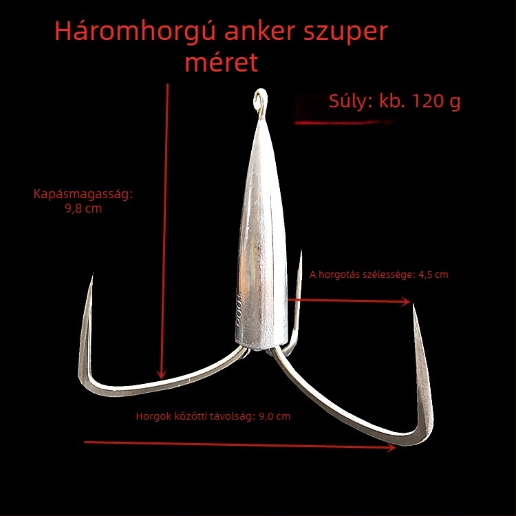 Ólomtömegű horgászhorog – típus: anchor fish; márka Integrity Hook; származás: Wuhu, Anhui; csomagolás: 1000 darab; halászati hely: folyó