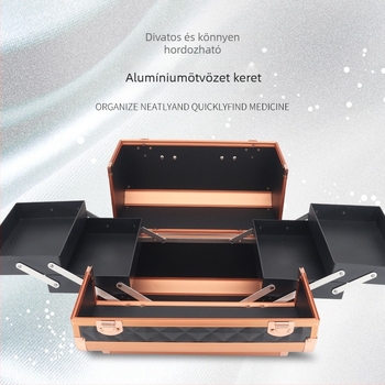 Parkerville Zárható Hordozható Kozmetikai Tároló Doboz Nagy Kapacitással, Többszintű Elválasztó Rendszerrel, Fém Burkolattal, Kerekekkel