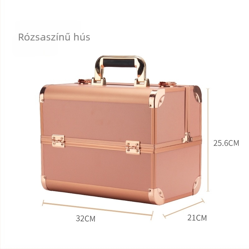 Parkerville Zárható Hordozható Kozmetikai Tároló Doboz Nagy Kapacitással, Többszintű Elválasztó Rendszerrel, Fém Burkolattal, Kerekekkel