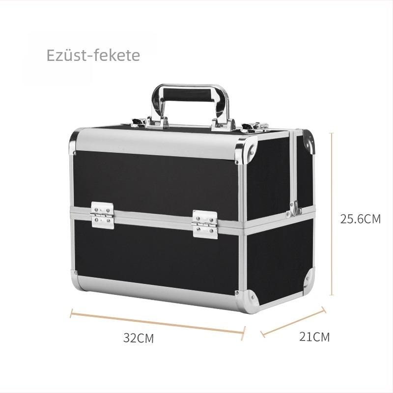 Parkerville Zárható Hordozható Kozmetikai Tároló Doboz Nagy Kapacitással, Többszintű Elválasztó Rendszerrel, Fém Burkolattal, Kerekekkel