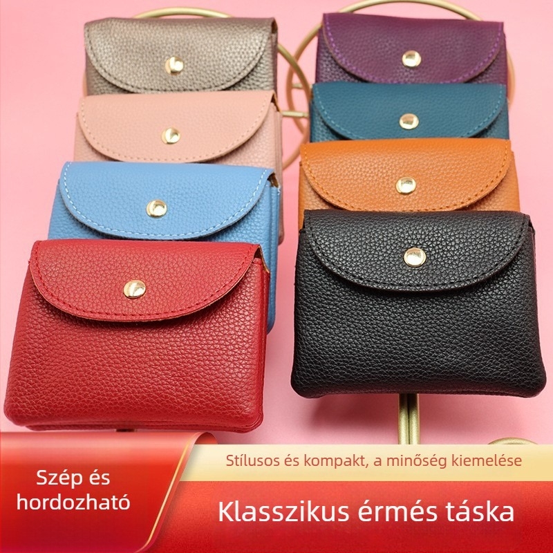 PU érmeztárca, egyszínű, összecsukható, 1 rekesz, városi minimalist stílus