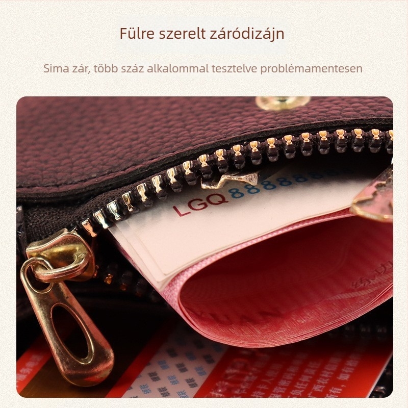 PU érmeztárca, egyszínű, összecsukható, 1 rekesz, városi minimalist stílus