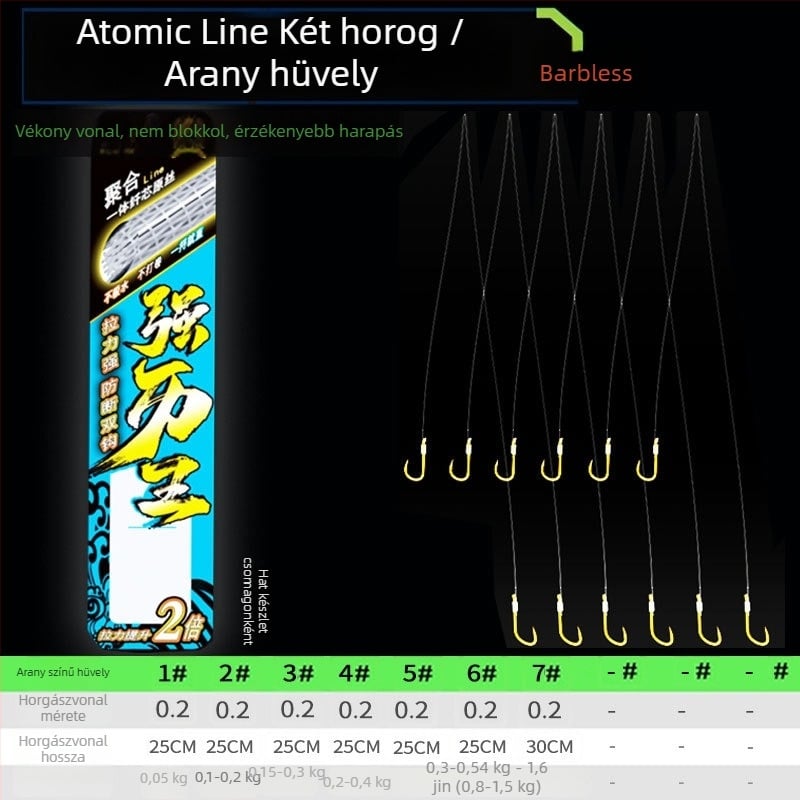 Billion War Lion tűbarbás kettős horog halászathoz PE arany hüvely vonalakkal