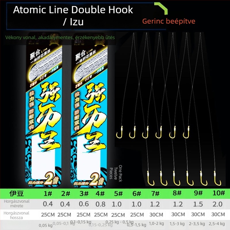 Billion War Lion tűbarbás kettős horog halászathoz PE arany hüvely vonalakkal