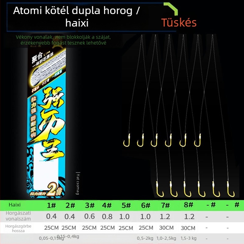 Billion War Lion tűbarbás kettős horog halászathoz PE arany hüvely vonalakkal