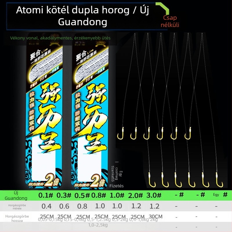 Billion War Lion tűbarbás kettős horog halászathoz PE arany hüvely vonalakkal