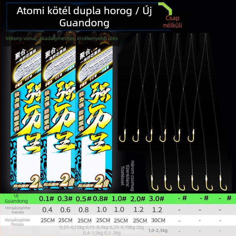 Billion War Lion tűbarbás kettős horog halászathoz PE arany hüvely vonalakkal