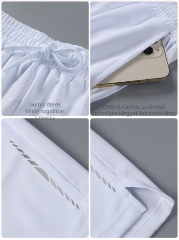 Sportos rövidnadrág, laza szabás, 100% poliészter, keverék anyag kémiai rostokból, nyár