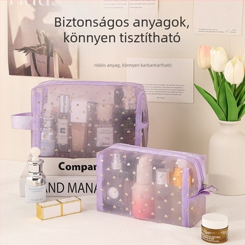 Hálózatos sminktáska utazáshoz — nejlon hálós anyag, nejlon bélés, nagy kapacitás, uniszex, szabadidős utazáshoz