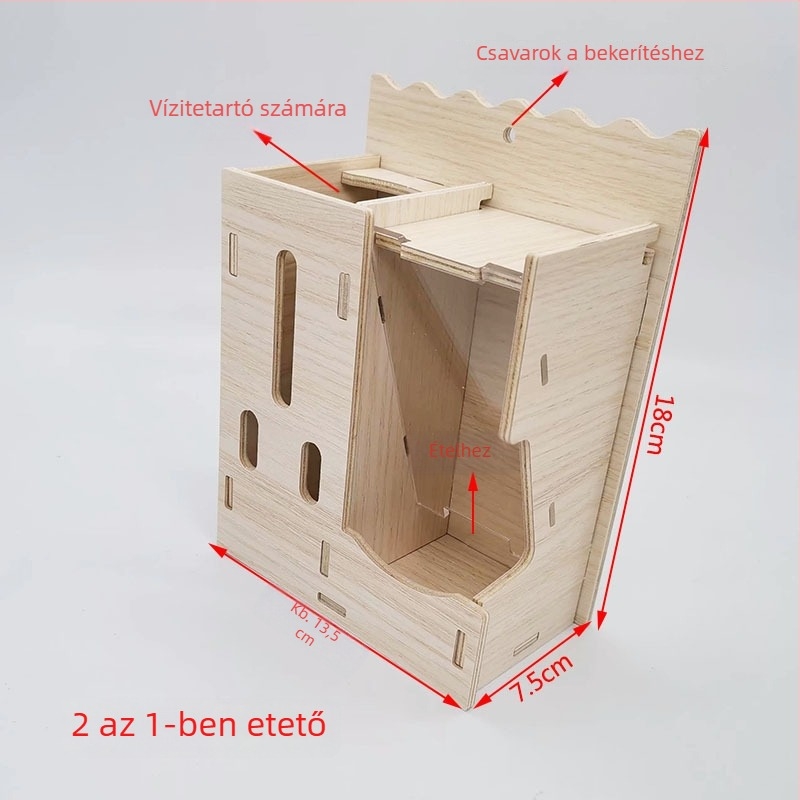 Fából készült hörcsögfészek és kis ház – háziállat-játék a Cute Pet Home-tól, négy évszakos használatra.