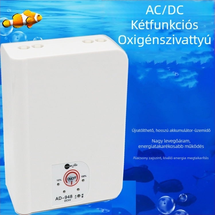 Spirit Companion oxigénszivattyú akváriumhoz – ultra halk, hordozható, USB-töltéses, DC-tápellátás, kettős használat