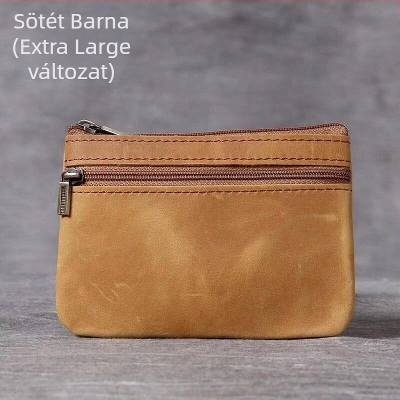 Valódi bőr Mini pénztárca érmékhez és kártyákhoz – kézzel készített, retro stílusú, ultra vékony dizájn, jogosítvány és kulcs rendező