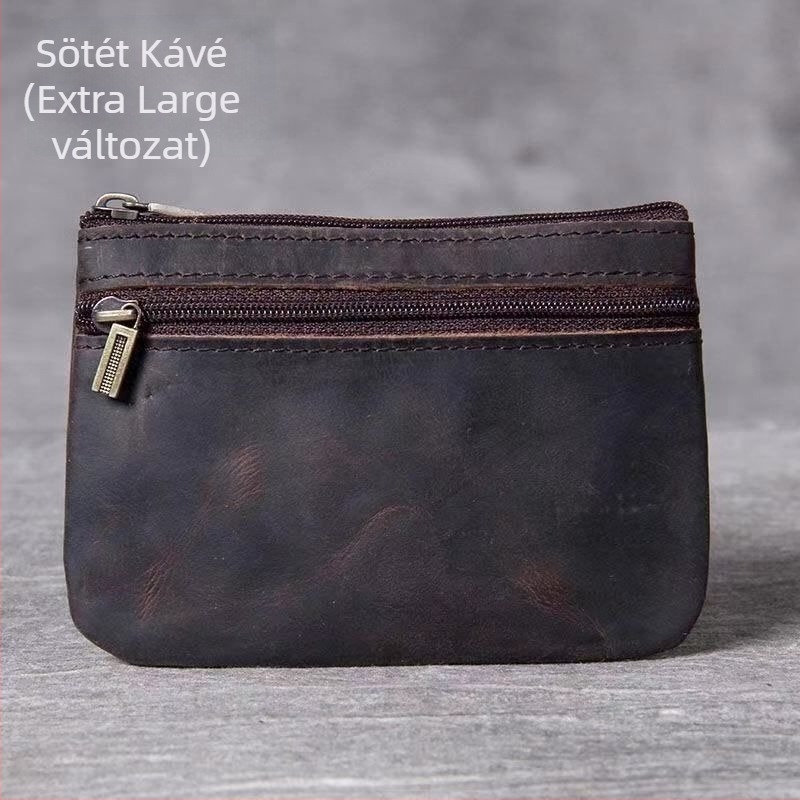 Valódi bőr Mini pénztárca érmékhez és kártyákhoz – kézzel készített, retro stílusú, ultra vékony dizájn, jogosítvány és kulcs rendező