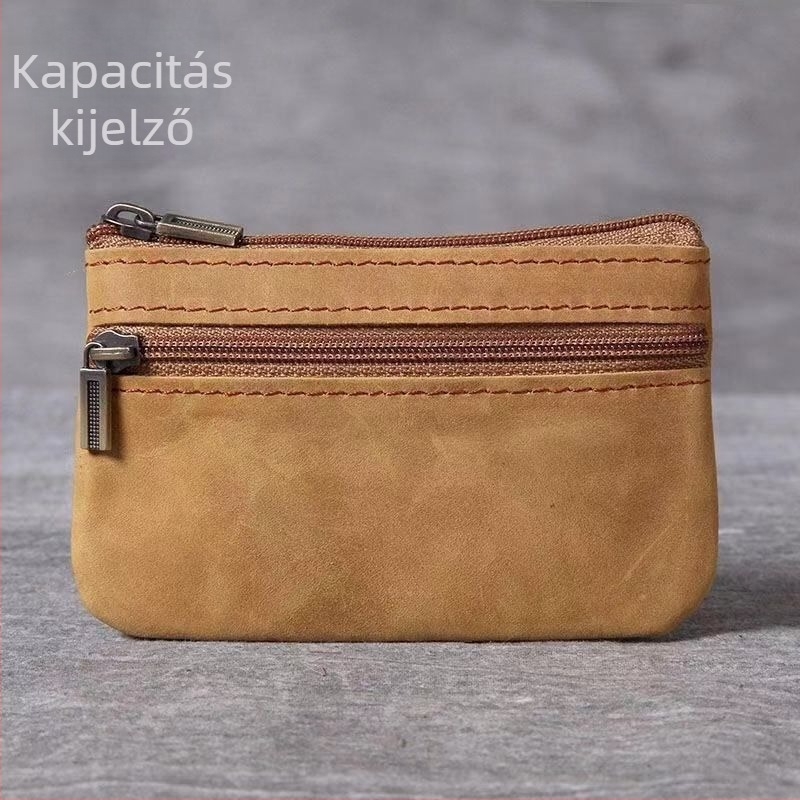 Valódi bőr Mini pénztárca érmékhez és kártyákhoz – kézzel készített, retro stílusú, ultra vékony dizájn, jogosítvány és kulcs rendező