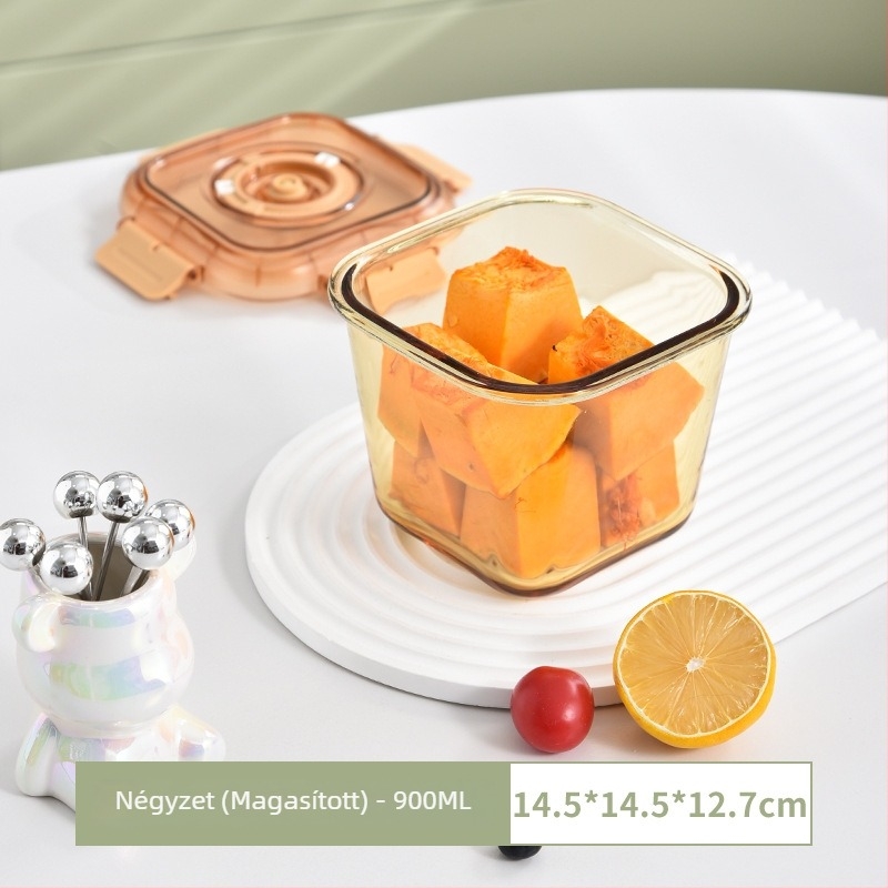 Üveges ebédes doboz kettős rekesszel, élelmiszerbiztos üveg, frissesség megőrzése, mikrohullámú sütőben használható