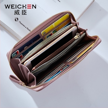 Női hosszú cipzáras pénztárca PU bőrből, boríték-stílusú, nagy kapacitás, telefon- és dokumentumzsebek, FOREVER YOUNG