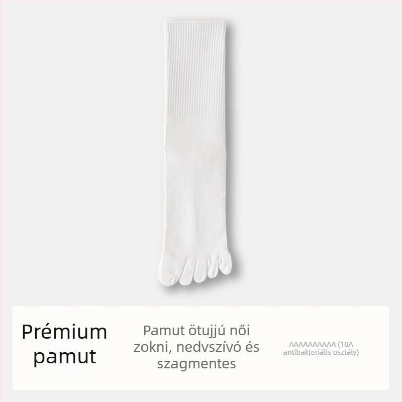 Női ötujjas pamut zokni, elválasztott ujjakkal, antibakteriális, nedvszívó és szagtalanító, 70% pamut, 25% poliészter, 5% elasztán