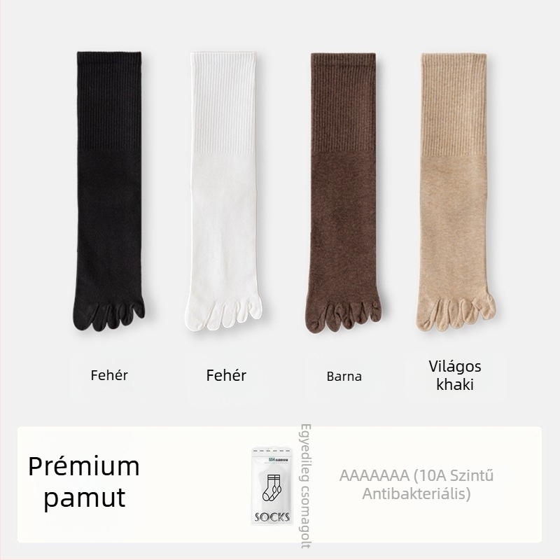 Női ötujjas pamut zokni, elválasztott ujjakkal, antibakteriális, nedvszívó és szagtalanító, 70% pamut, 25% poliészter, 5% elasztán