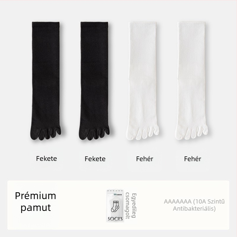 Női ötujjas pamut zokni, elválasztott ujjakkal, antibakteriális, nedvszívó és szagtalanító, 70% pamut, 25% poliészter, 5% elasztán