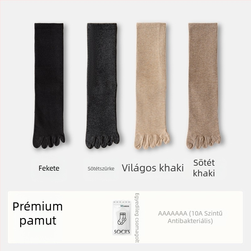Női ötujjas pamut zokni, elválasztott ujjakkal, antibakteriális, nedvszívó és szagtalanító, 70% pamut, 25% poliészter, 5% elasztán